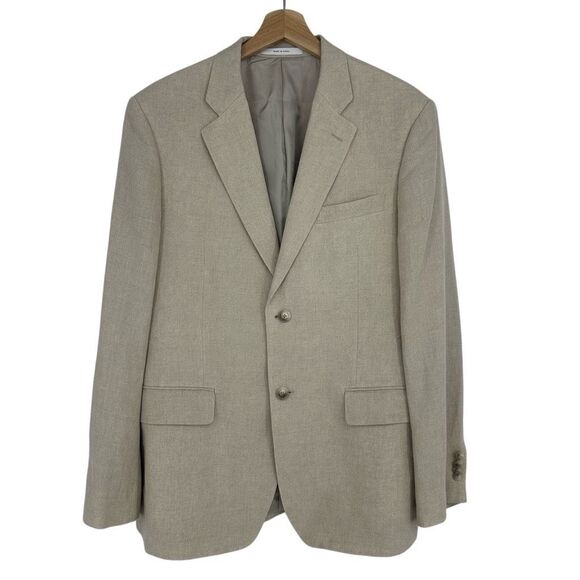 Nordstrom Ormezzano Linen Blazer Men's 40R Cream Two Button Pockets Minimalist